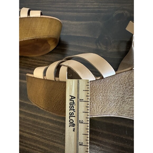 Seychelles Tan‎ High Low Vacchetta Leather Platform Wedge Sandals Women's 8.5 - Picture 13 of 14